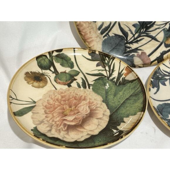Pier 1 Moody Blooms Floral Hand Painted Ceramic 8" Salad Plates Set Of 3 - Picture 2 of 10